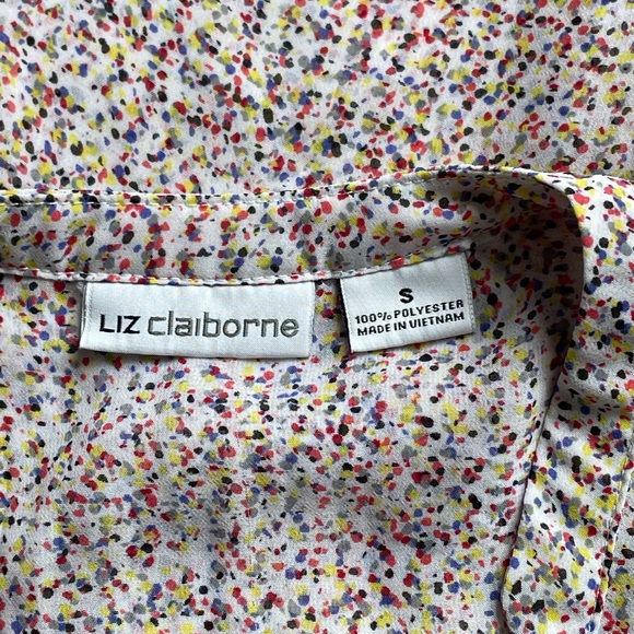 Liz Claiborne Women’s Size S Blouse Multicolor Long Sleeve V Neck Polyester - Picture 5 of 10